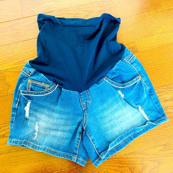 Maternity Blue Jean Shorts - Picture 1 of 3